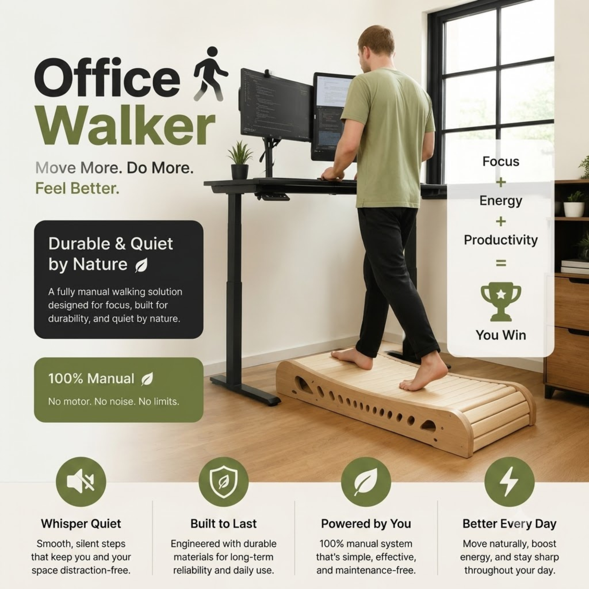 Orvian Premium Wooden Office Walker